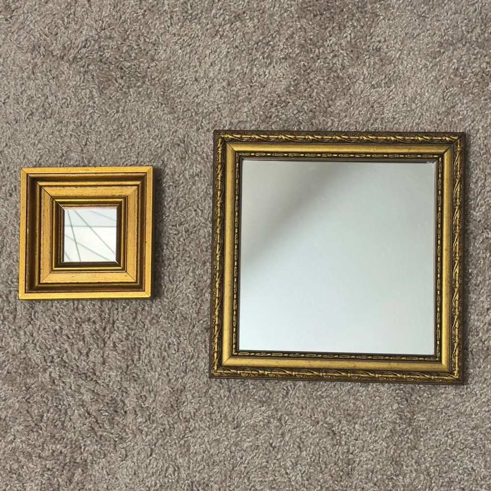 Vintage Set Gold Gilt Mirrors Wood Framed Ornate French Style Mirror Wall Decor
